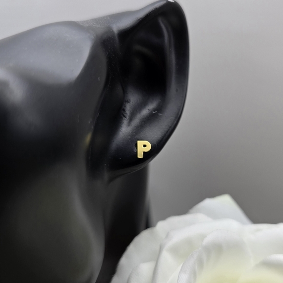 DAINTY INITIAL GOLDEN STERLING SILVER STUDS - Picture 6 of 13